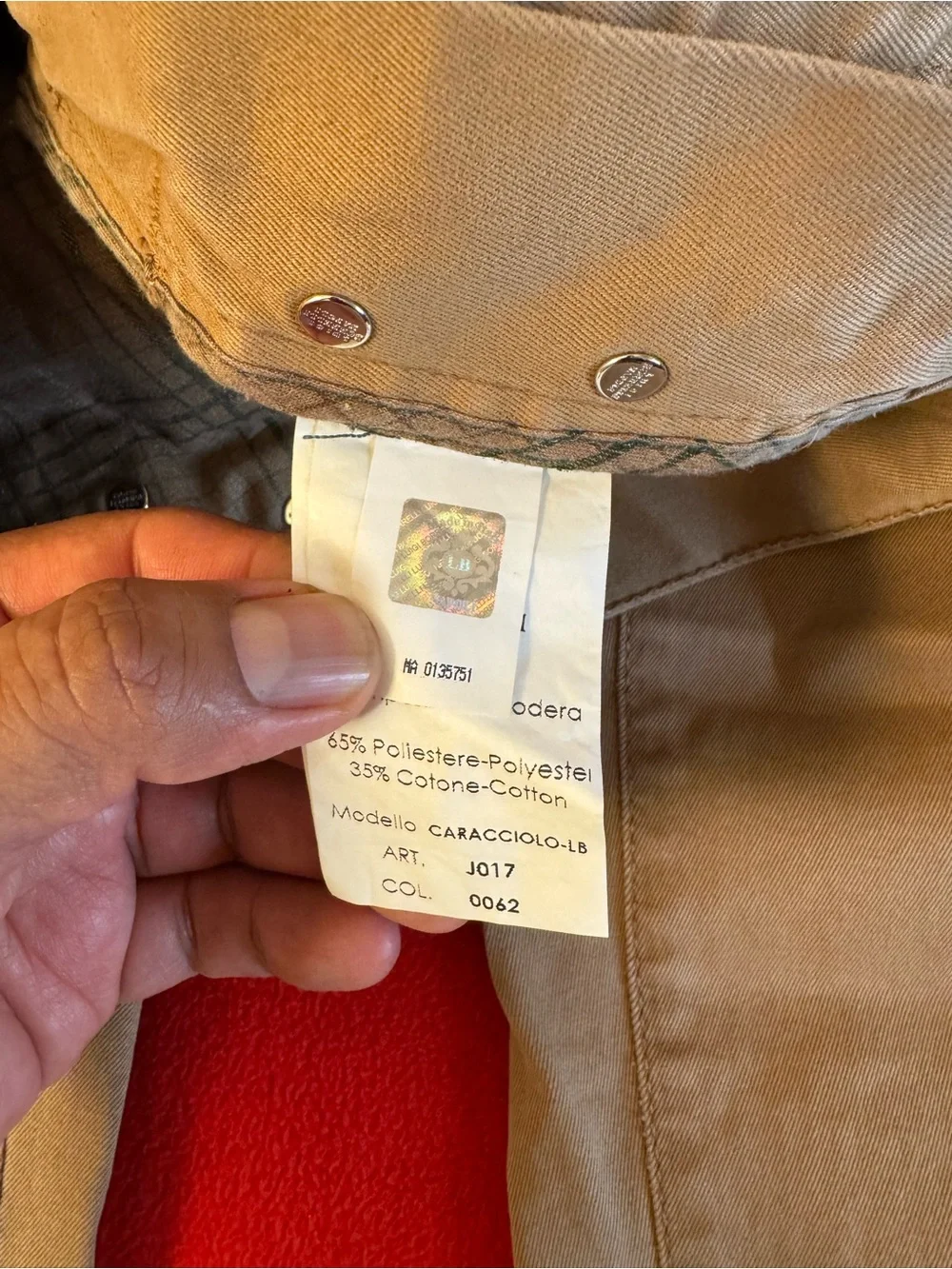 Borrelli Napoli Caracciolo -LB Men's Cotton Beige Khaki Chino Pants Size: 40X31
